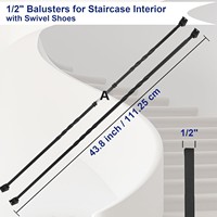 Balustres modernes en fer forgé pour escalier, double torsion creuse, carré de 1/2 po, 32 pièces, patins pivotants, garantie 1 an