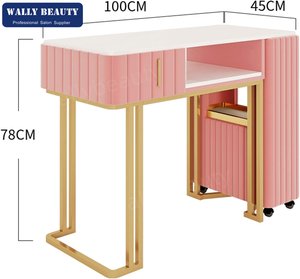 Muebles de Salón de Belleza, Mesa de Manicura Rosa para Técnico de <span class=keywords><strong>Uñas</strong></span> - Product Image 5