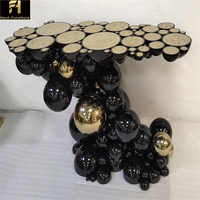 Design personnalisé Table console moderne de haute qualité Table console de salon en acier inoxydable noir et or