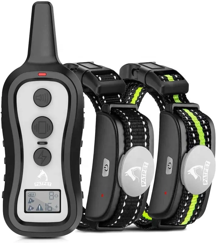PATPET Electric 2 en 1 collier de dressage pour 2 chiens avec télécommande électronique collier de choc pour chien de compagnie beeper réglable pour toutes les tailles