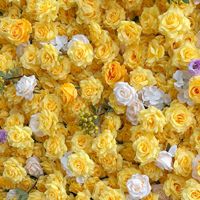 Mur de fleurs artificielles 3D en tissu jaune, fond mural décoratif pour mariage, aménagement d'hôtel, accessoire 5D