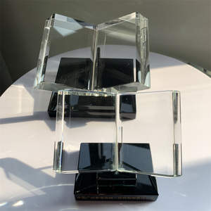 ADL K9 Trophée en Verre Cristal en Forme de <span class=keywords><strong>Livre</strong></span> Clair Personnalisable Mots Gravés Décoration Maison Amour Romantique Thème Souvenir Cadeaux - Product Image 1