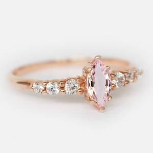 Anillo de compromiso de Plata de Ley 925 con diseño minimalista para mujer, sortija de corte <span class=keywords><strong>Marquesa</strong></span>, morganita rosa - Product Image 3