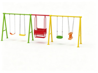 Ensemble de balançoires extérieures multi-stations en gros avec balançoires à panier et à sangle, structure en acier galvanisé pour parcs pour enfants