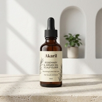 Akaril 50ml Formule Naturelle Elixir Nourrissant pour le Cuir Chevelu Huile de Romarin et d'Argan Soin Capillaire Traitement Anti-Chute Sérum Huile de Croissance Capillaire