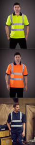 Solapa reflectante alta visibilidad sostenible lavable poliéster CE certificado Unisex secado rápido transpirable trabajo camiseta construcción - Product Image 5