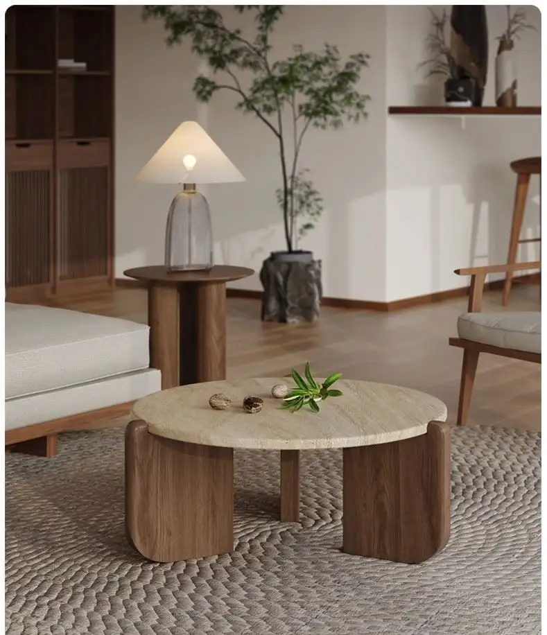 Side Coffee Table Marble Black Design Stone Modern  Living Room Custom River Stone Garden Round Marble Modern Coffee Table