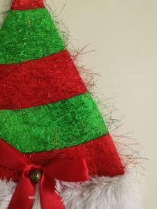 Chapeau d'elfe <span class=keywords><strong>de</strong></span> Noël fou et laid rayé vert rouge personnalisé - Product Image 3
