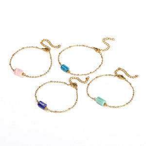 <span class=keywords><strong>Bracciale</strong></span> in Pietra Cristallina Naturale con Catena in Acciaio Inossidabile Dorato, Gioiello Curativo con Gemme Sfaccettate per Donne, Regalo per Yoga - Product Image 2
