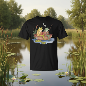 T-shirt Frog Toad Fishing pour adulte, unisexe, en coton, col rond, manches courtes, impression numérique - Product Image 2