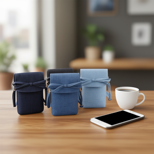 Bolso para Teléfono de Mezclilla de Color Sólido con Lazo, 19x2x12cm, para Móvil - Product Image 2