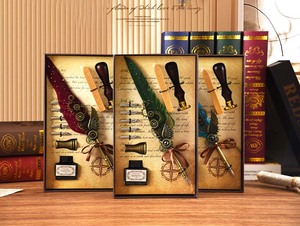 LISI Premium Metal Quill Pen and Ink Set d'écriture <span class=keywords><strong>Plume</strong></span> à plumes pour décoration de bureau antique et marqueurs d'art cadeaux - Product Image 2