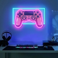 Letrero Luminoso LED con Forma de Mando de Videojuegos, Control Remoto con Regulador de Intensidad, Tamaño/Color Personalizable, Decoración de Pared para Sala de Juegos