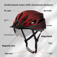 Casque de vélo unisexe pour adultes avec visière magnétique, lunettes et feux arrière en option - Conception respirante et légère pour route/VTT