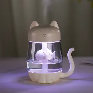 Máy Tạo Độ Ẩm Không Khí Xe Hơi Kitten 2022 350Ml Máy Tạo Độ Ẩm Dễ Thương Với Đèn Led, Máy Tạo Độ Ẩm Usb Sáng Tạo Máy Làm Mát Nhỏ Với Quạt