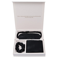 Logo personnalisé taie d'oreiller en soie de luxe bandeau à cheveux 100% ensemble cadeau masque pour les yeux de sommeil en soie de mûrier