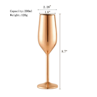 Verres à cocktail personnalisés en cuivre plaqué or rose, gobelet en métal, flûte à champagne, verre à gin en acier inoxydable, coupe à vin rouge