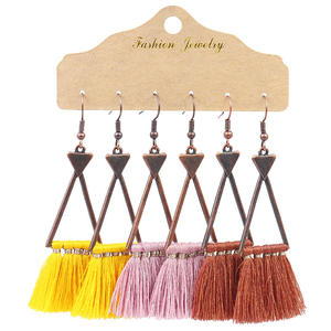 <span class=keywords><strong>2022</strong></span> conjunto de pendientes de borla largos bohemios Vintage para mujer, flecos de ganchillo hechos a mano, gran oferta con Material de aleación - Product Image 6