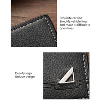 2025 nouveau Style mode PU cuir métal étiquette mince court portefeuille pour hommes, mâle Super pas cher deux plis porte-carte étui argent sac à main