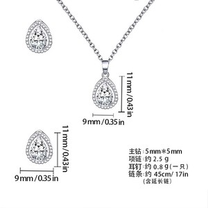 Ensemble de boucles d'oreilles et collier en forme de goutte d'eau, en alliage de cuivre, bijoux de mariage pour femmes - Product Image 5