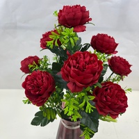 Buket Bunga Peony Buatan, Kepala Bunga Peony Sutra Palsu untuk Dekorasi Pernikahan dan Rumah