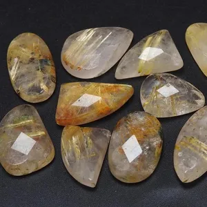 Faceted फैंसी आकार Cabochons क्वार्ट्ज लटकता हुआ क्वार्ट्ज गहने रूटाइल क्वार्ट्ज प्राकृतिक गोल्डन सोने बेहतरीन गुणवत्ता थोक मूल्य PME