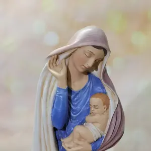 Resina classica vergine maria con la statua del bambino statuetta religiosa personalizzata della madre maria