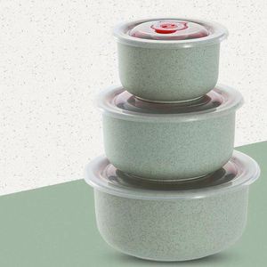 Juego de 3 Recipientes de Paja de Trigo Ecológicos de 300 ml, 500 ml y 900 ml con Tapa y Marcador de Fecha para Almacenamiento de Alimentos - Product Image 3