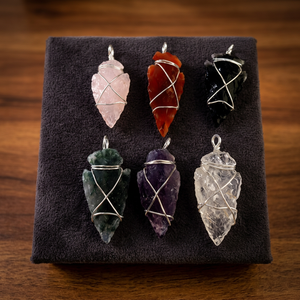 Handmade Natural Gemstone Arrowhead Pendant Wire Wrap <b>Crystal</b> <b>Jewelry</b> Semi Precious Stone Crafts Feng Shui Art Collectible - Product Image 1