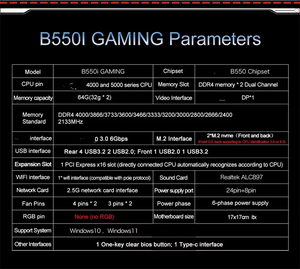 สำหรับ jginyue มาเธอร์บอร์ด Mini ITX AM4 <span class=keywords><strong>B550</strong></span>สนับสนุนหน่วยประมวลผล Ryzen R5 4000/5000ซีรีส์ DDR4แรม PCI-E 4.0 B550i การเล่นเกม - Product Image 5
