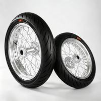 Juego de Ruedas Light Bee Ultra Bee de 17 Pulgadas con Neumáticos Plateados 70/90-17 y 90/80-17, Ruedas Supermoto para LBX