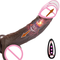 Vibrador Consolador Telescópico Giratorio con Empuje para Mujer Juguetes Sexuales para Adultos de Silicona Líquida Realista Grande Marrón Oscuro