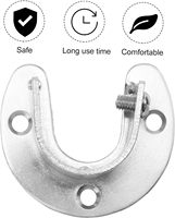 1 Set Béquille de siège à bride ouverte Armoire Placard Pôle Siège Bride Fin Tringles à rideaux Supports en acier inoxydable Argent Placard