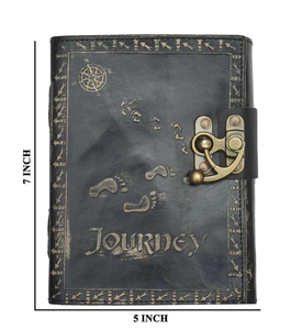 Personalized Journey Leather Journal Embossed Footprints Compass <b>Diary</b>, 7x5 Black Handmade <b>Notebook</b> - Product Image 6