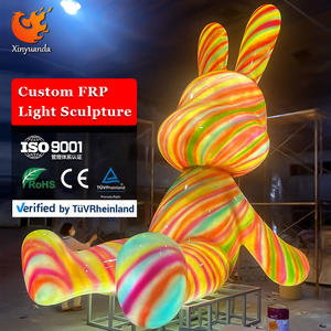 रंगीन प्रकाश-अप खरगोश फाइबर ग्लास प्रकाश मूर्तिकला, मॉल इंटरनेट-प्रसिद्ध चेक-इन आभूषण, वाणिज्यिक सजावट स्थापना - Product Image 1