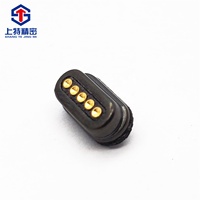 Imán de montaje en PCB de ángulo recto Conector de cargador magnético macho y hembra USB Conector de PIN Pogo de imán de 5 pines