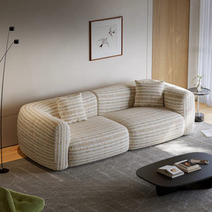 Popolare Divano in Tessuto Morbido Color Crema, Design Moderno di Alta Qualità per Soggiorno, <span class=keywords><strong>3</strong></span> Posti - Product Image 1