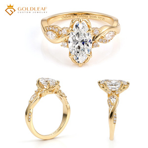 Anillo de Diamantes Marquise de Oro Sólido de 14/18K con Certificado IGI, 2 3 4ct DEF VVS/VS para Compromiso, Boda, Aniversario, Uso Diario - Product Image 2