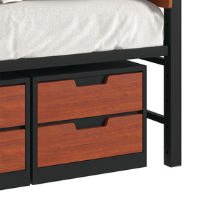 Cama Individual de Acero y Madera TOPOHUT con 6 Cajones, Grado Comercial, para Dormitorios Escolares, Alojamiento del Personal, Proyectos Gubernamentales - Product Image 2