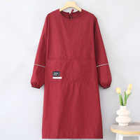 Tablier de travail coréen personnalisé avec logo imprimé, en tissu Taslon à manches longues, protection et mode, sur-vêtement