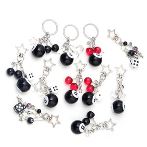 11pcs đen 8 bida Keychain <span class=keywords><strong>mini</strong></span> bóng nhựa mặt dây chuyền túi quyến rũ treo Keyring - Product Image 2