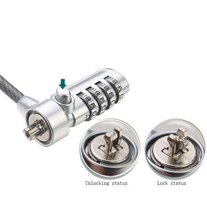 亜鉛合金8ストランド編組円筒形ロック4桁のパスワードコンピュータロック2m長鋼ワイヤー盗難防止ラップトップロック - Product Image 6