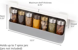 Organisateur d'épices suspendu coulissant sous l'armoire, étagère à épices sous étagère avec bocaux pour rangement en armoire - Product Image 2