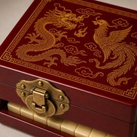 Jeu de Mahjong Rétro Écologique en Mélamine 22mm 144 Pièces avec Boîte en Cuir Rouge pour 4 Joueurs Divertissement à Domicile