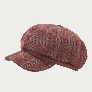 หมวกแก๊ปสไตล์อังกฤษลายสก็อตย้อนยุคสำหรับผู้หญิง แฟชั่นลำลอง ปีกสั้นทรงปากเป็ด หมวกเบเร่ต์สำหรับกิจกรรมกลางแจ้งสำหรับผู้หญิง - Product Image 6