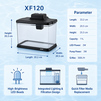 LEECOM - Kit d'aquarium pour poissons en gros avec éclairage LED et filtration intégrée, réservoir en plastique, cadeau pour enfant, sécurité garantie