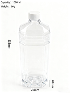 Botella Cuadrada de Plástico <span class=keywords><strong>PET</strong></span> para Bebidas, Aceite Comestible, Alcohol, Jabón Líquido y Agua Mineral con Tapa de Rosca - Product Image 2
