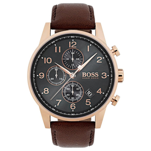 Montre chronographe à quartz pour homme BOSS avec bracelet en cuir marron - 1513496 - Product Image 1