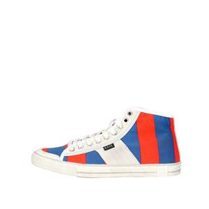 D.A.T.E. Baskets tendance montantes TENDER HIGH-94 pour femme en toile bleue et orange - Product Image 1