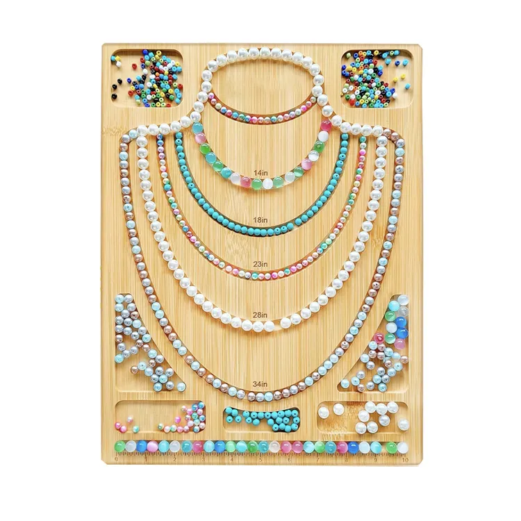 Fabrication de bijoux en bambou personnalisée perles de bijoux conception de perles planche de bois planche de perles de bois pour la fabrication de bracelets en bois